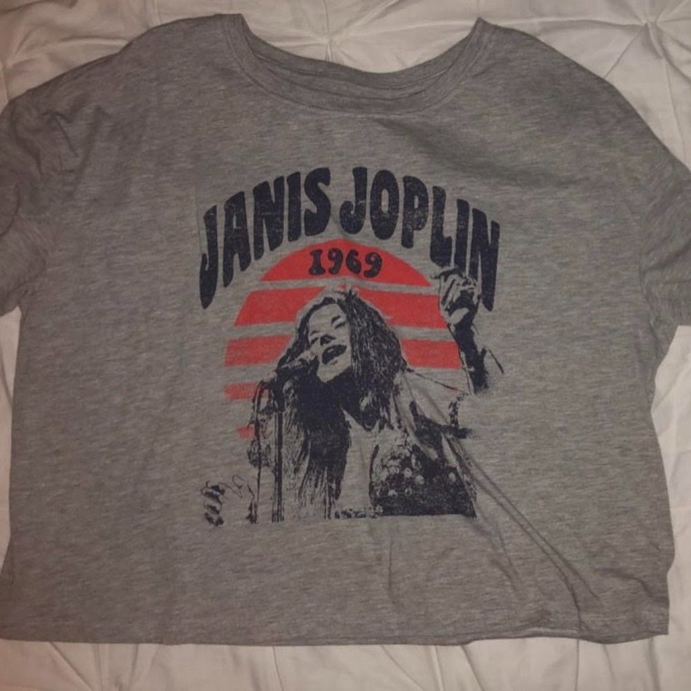 grey janis joplin oversized crop tee